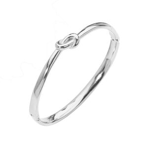 Stainless Steel Elegant Silver Knot Bangle Bracelet